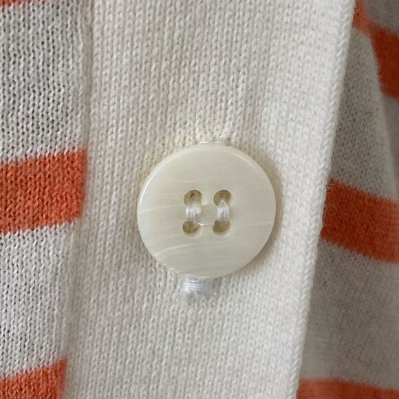 Pure Collection Striped Cotton Cardigan Sweater Orange Stripe Sz 8 Nautical - Picture 5 of 10